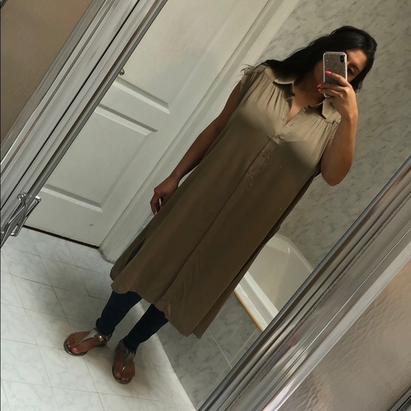 OVERSIZED OLIVE SIDE SLIT TUNIC TOP - Picture 4 of 7